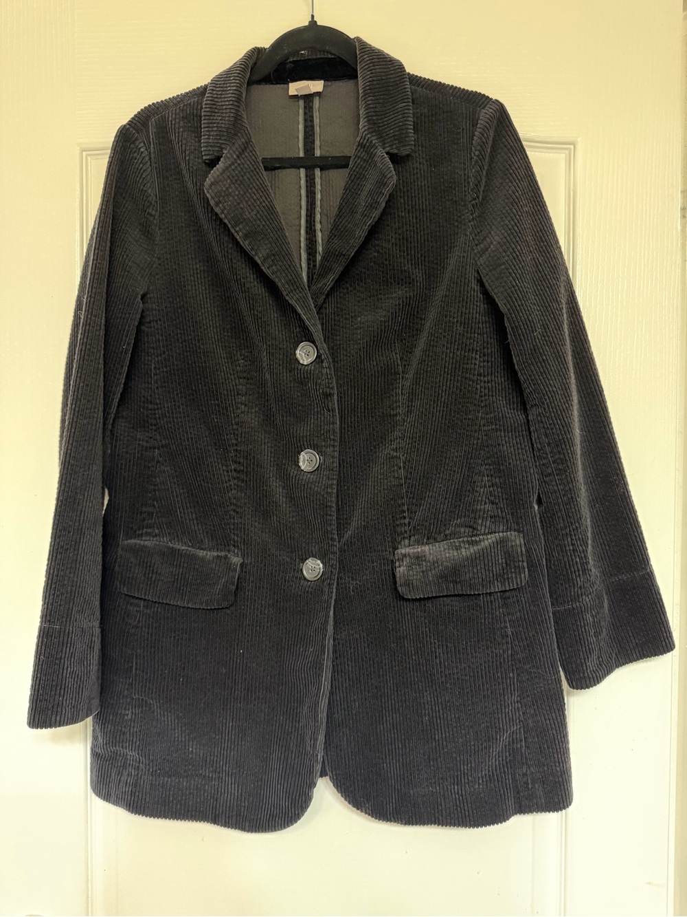 J.Jill Black Corduroy Blazer Jacket Size M Notch Collar Academia Preppy